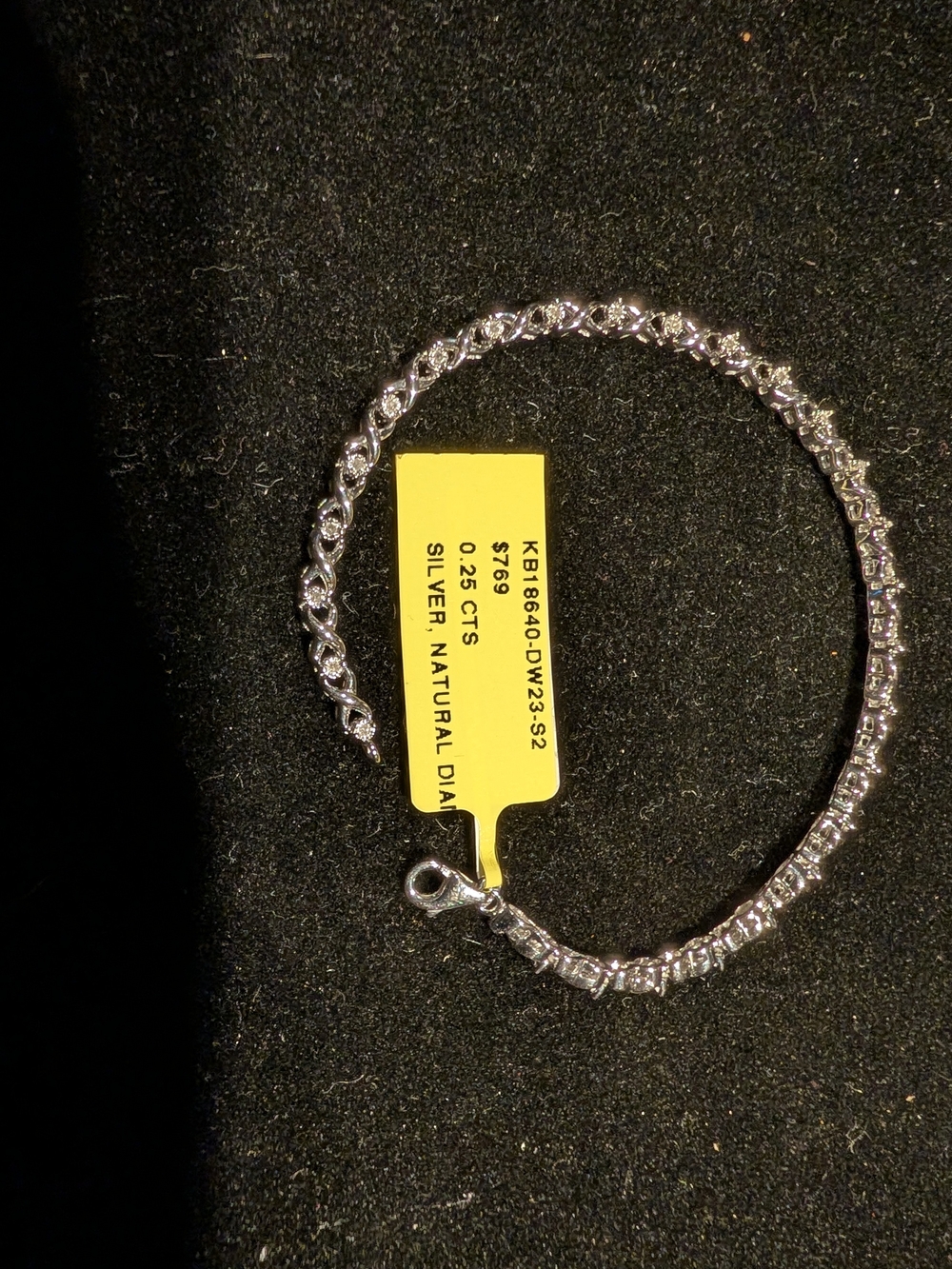Silver Tennis Bracelet with Natural Diamonds - Silver